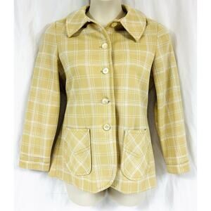 Vtg Jack Winter Blazer Jacket Double Knit Smart Casual Plaid Womens Med Academia